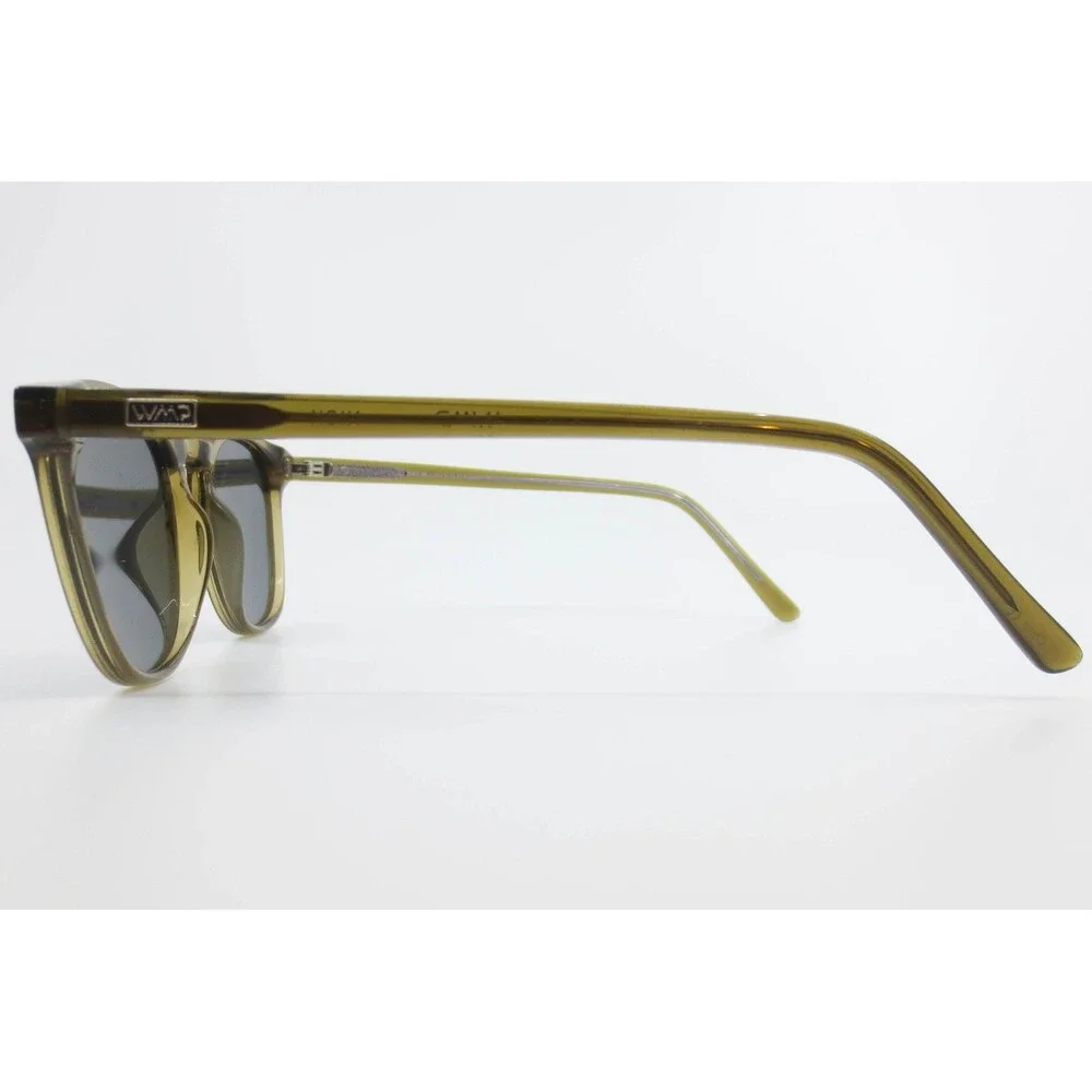 WMP Nick Sunglasses Olive Green Translucent Square Frame 51-21-150 Dark Lenses